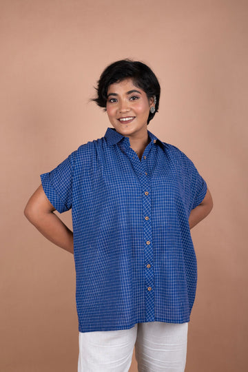 Handloom Check Blue Shirt – Half Sleeves | Breezy Summer Essential